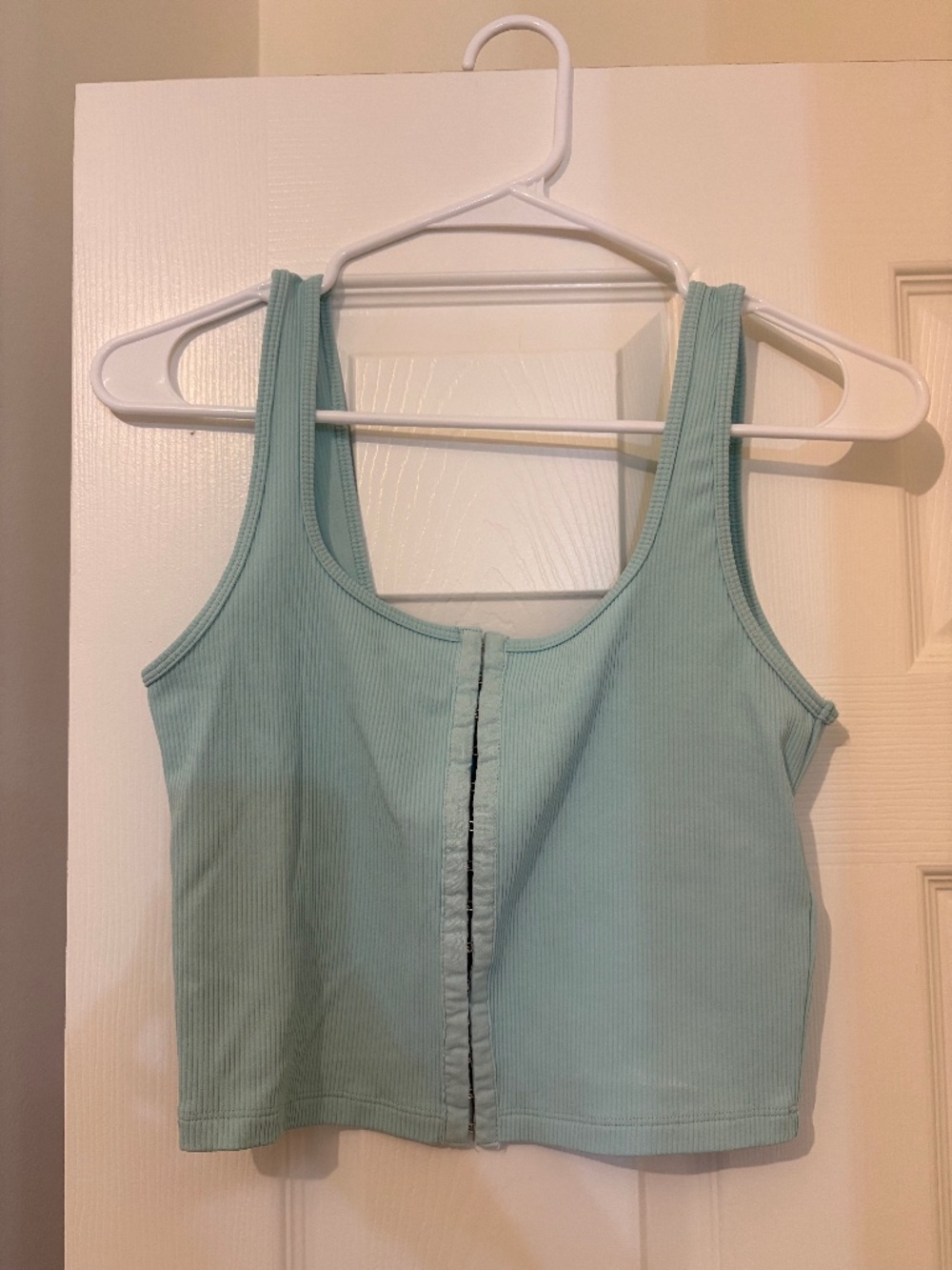 Abercrombie Fitch Workers Soft AF Teal Ribbed Tank Hooked Front